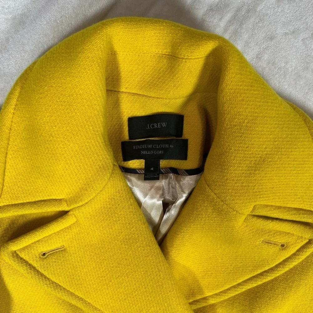 J. Crew Size 4 Stadium Cloth Nello Gori Yellow Majesty Wool Pea Coat Jacket EUC - Picture 4 of 13